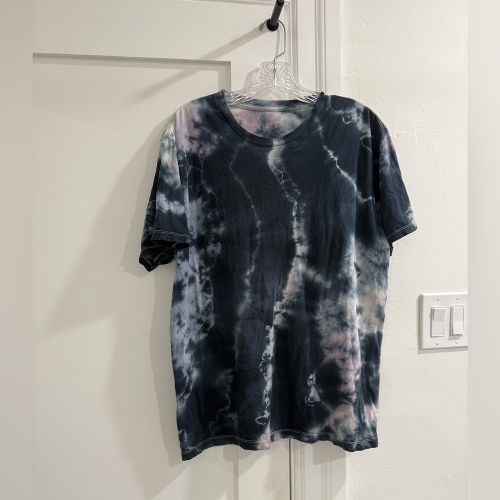 Urban Outfitters navy blue + white men’s cotton T-shirt (w/ pink stains)